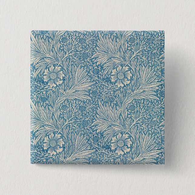 Blue Marigolds (von William Morris) Button (Vorderseite)
