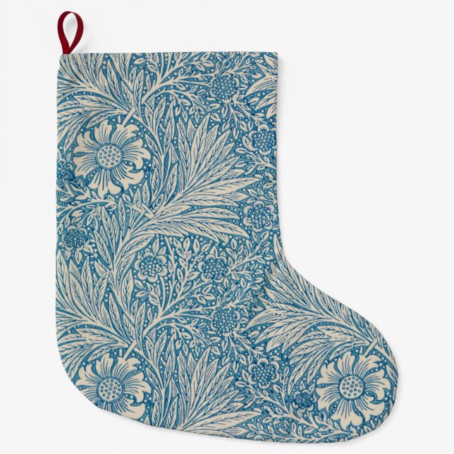 Blue Marigolds (von William Morris) Großer Weihnachtsstrumpf (Vorderseite)