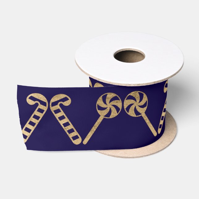 Blue Marine Navy Golden Weihnachtsdekor Satinband (Spule)
