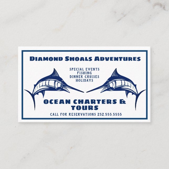 Blue Marlin Design Ocean Charter Carte de visite (Devant)