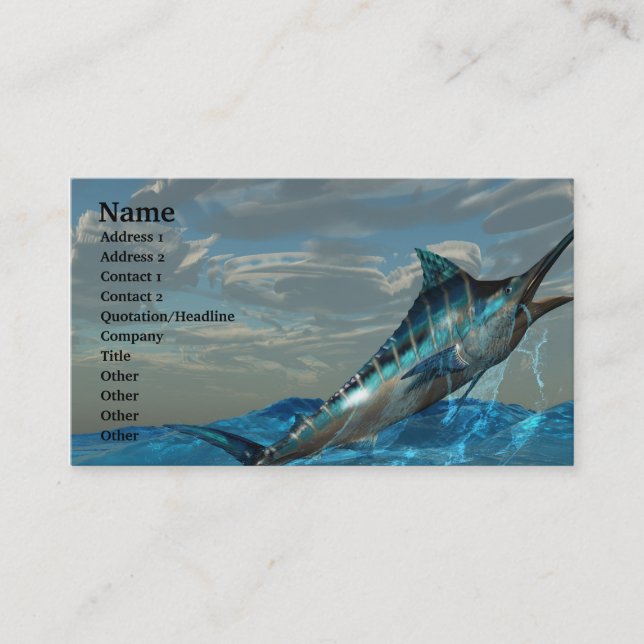 Blue Marlin Jump Business Card Visitenkarte (Vorderseite)