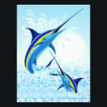 Blue Marlin Jumping out of Ocean Fotodruck<br><div class="desc">Realistic illustration of a beautiful Marlin Fish Ocean Animal jumping out of ocean. Vector Art copyright BluedarkArt TheChameleonArt.</div>