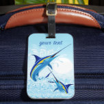 Blue Marlin Jumping out of Ocean Gepäckanhänger<br><div class="desc">Realistic illustration of a beautiful Marlin Fish Ocean Animal jumping out of ocean. Vector Art copyright BluedarkArt TheChameleonArt.</div>