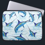 Blue Marlin Jumping out of Ocean Laptopschutzhülle<br><div class="desc">Realistic illustration of a beautiful Marlin Fish Ocean Animal jumping out of ocean. Vector Art copyright BluedarkArt TheChameleonArt.</div>