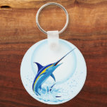 Blue Marlin Jumping out of Ocean Schlüsselanhänger<br><div class="desc">Realistic illustration of a beautiful Marlin Fish Ocean Animal jumping out of ocean. Vector Art copyright BluedarkArt TheChameleonArt.</div>