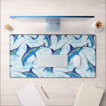 Blue Marlin Jumping out of Ocean Schreibtischunterlage<br><div class="desc">Realistic illustration of a beautiful Marlin Fish Ocean Animal jumping out of ocean. Vector Art copyright BluedarkArt TheChameleonArt.</div>