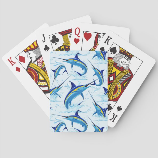 Blue Marlin Jumping out of Ocean Spielkarten (Rückseite)