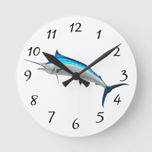 Blue Marlin Runde Wanduhr