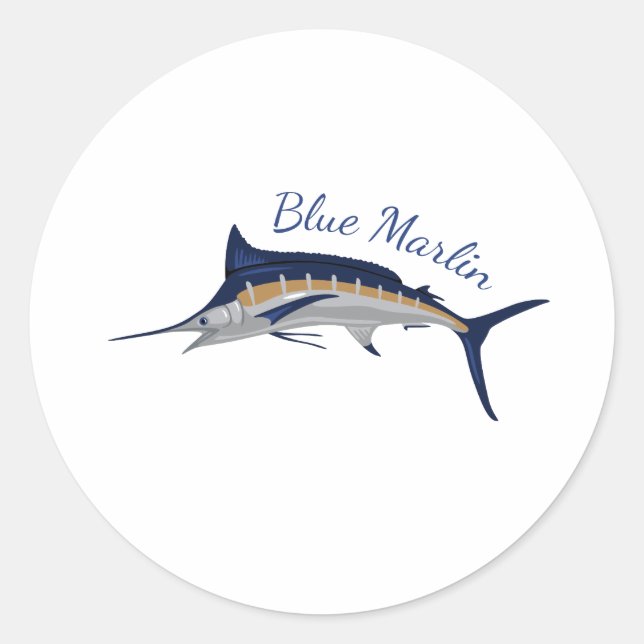 Blue Marlin Runder Aufkleber (Vorderseite)