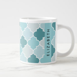 Blue marokkanische Trellis, Quatrefolie, Ihr Name Jumbo-Tasse