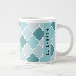 Blue marokkanische Trellis, Quatrefolie, Ihr Name Jumbo-Tasse