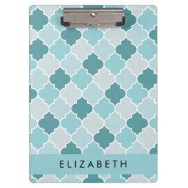Blue marokkanische Trellis, Quatrefolie, Ihr Name Klemmbrett