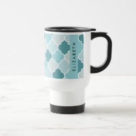 Blue marokkanische Trellis, Quatrefolie, Ihr Name Reisebecher