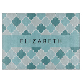 Blue marokkanische Trellis, Quatrefolie, Ihr Name Schneidebrett