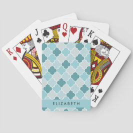 Blue marokkanische Trellis, Quatrefolie, Ihr Name Spielkarten