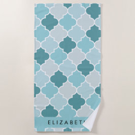 Blue marokkanische Trellis, Quatrefolie, Ihr Name Strandtuch