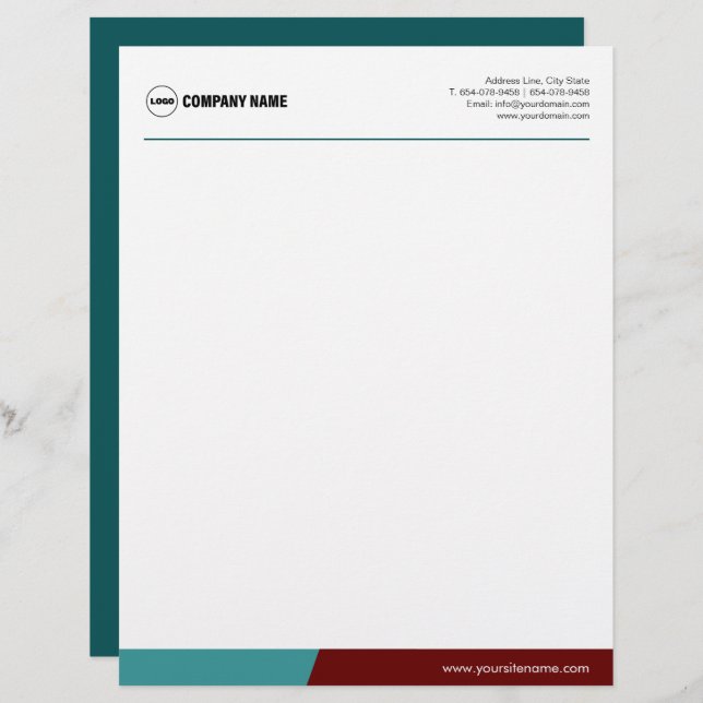 Blue Maroon Custom Template Letterhead Briefbogen (Vorne/Hinten)