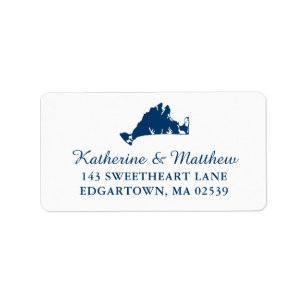 Blue Marthas Vineyard Map Wedding Adressaufkleber