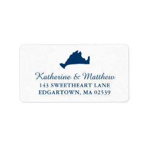 Blue Marthas Vineyard Map Wedding Adressaufkleber