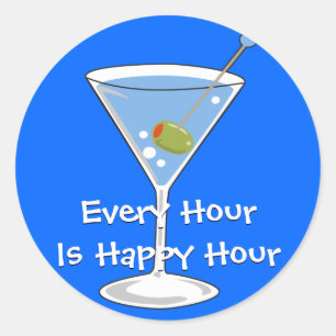 Blue Martini-Sticker Runder Aufkleber