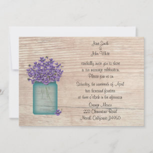 Blue Mason Jar Violets Einladung Hochzeit