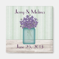 Blue Mason Jar Violets Gastgeschenk Hochzeit Magne