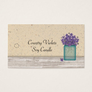 Blue Mason Jar Violets Hang Tag