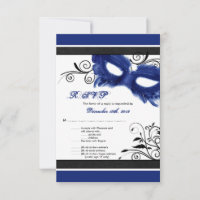 Blue Masquerade Maske Sweet 16 R.S.V.P. Karte