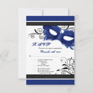Blue Masquerade Maske Sweet 16 R.S.V.P. Karte