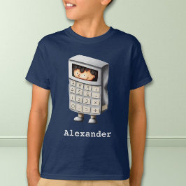 Blue Mathe Nerd Kid in Calculator Anzug Illustrier T-Shirt