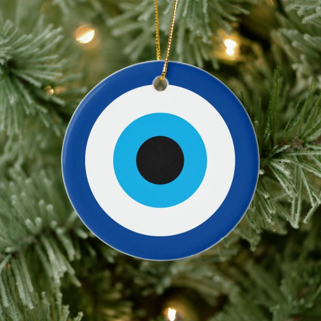 Blue Mati Evil Eye Keramik Ornament (Baum)