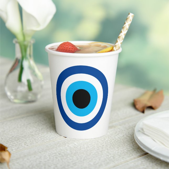Blue Mati Evil Eye Symbol Papier Becher für Party (In Situ)