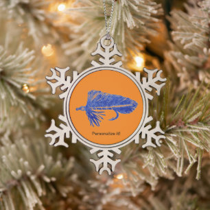 Blue Matuka Streamer, Fliegenbinden, Fliegenfische Schneeflocken Zinn-Ornament