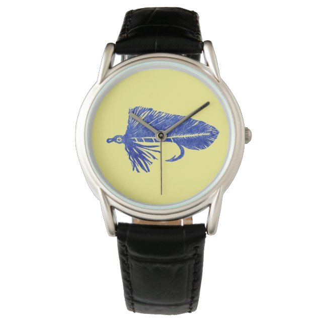 Blue Matuka Streamer Fliegenfliegenflieger Kunst Armbanduhr (Vorderseite)