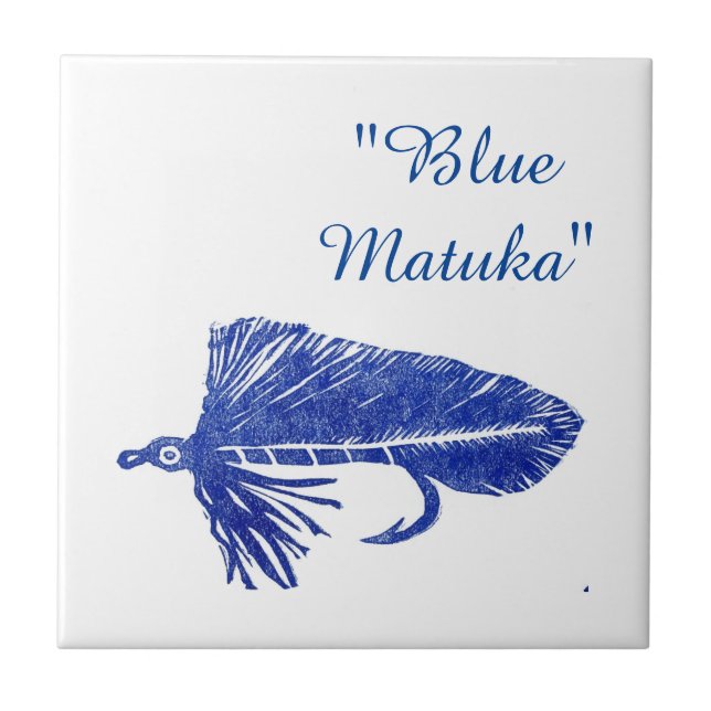 "Blue Matuka" Streamer Forellenfliege Fliesen. Fliese (Vorderseite)