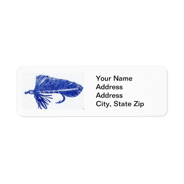 Blue Matuka Trout Fly Return Address Label (Vorne)