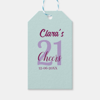 blue mauve cheers 21st birthday add name date geschenkanhänger