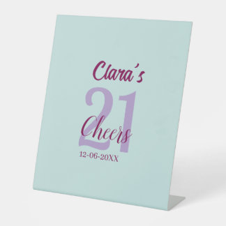 blue mauve cheers 21st birthday add name date sockelschild