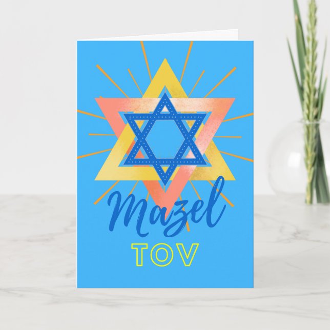 Blue Mazel Tov Bold farbenfroher Star von David Karte (Vorderseite)