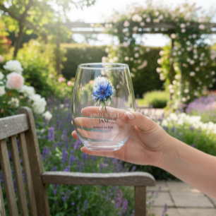 Blue Meadow Magic: Aquarell Kornblumen Kunst Weinglas Ohne Stiel
