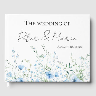 Blue Meadow Wildflower Personalized Wedding Gästebuch