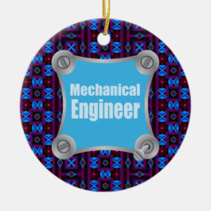 Blue Mechanical Engineer Keramik Ornament