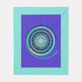 Blue Medallion Spiral Design Throw Blanket Fleecedecke
