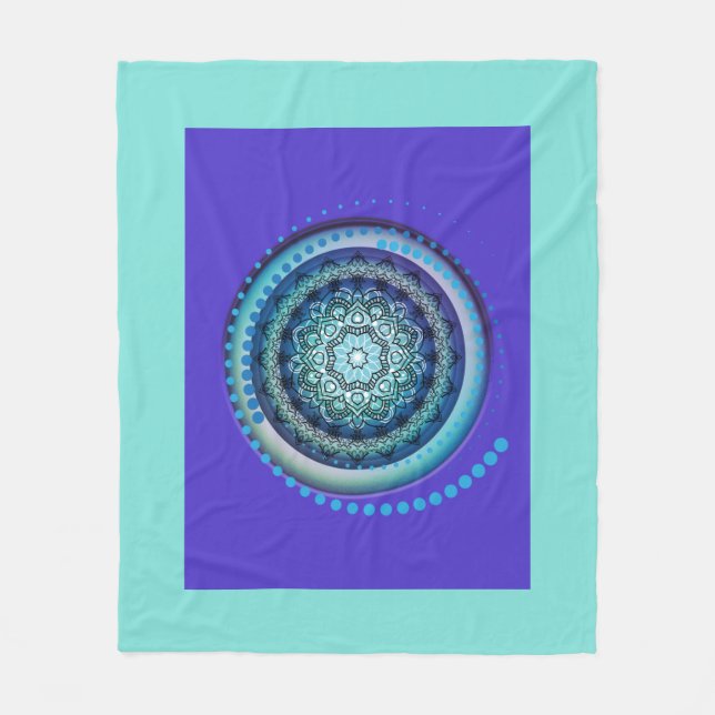 Blue Medallion Spiral Design Throw Blanket Fleecedecke (Vorderseite)