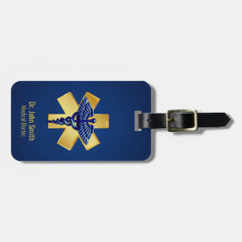 Blue Medical 3D Caduceus Gold Cross Gepäckanhänger