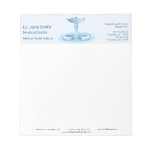Blue Medical Caduceus Water Ripples Hermes Rod Notizblock