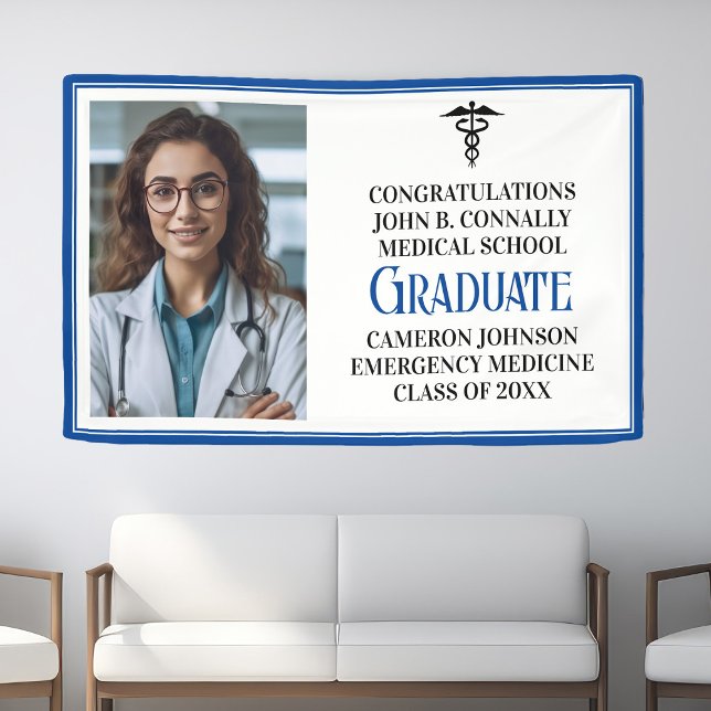 Blue Medical School Foto Graduation Party Banner (Von Creator hochgeladen)