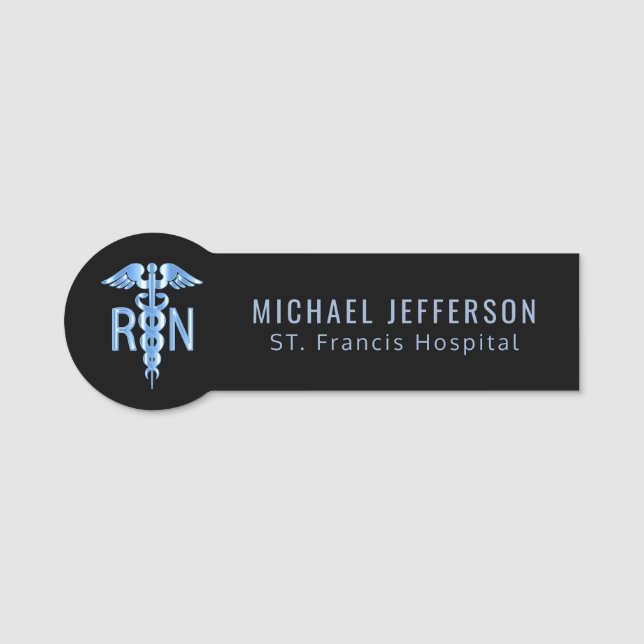Blue Medical Symbol - Nurse Name Tag Namensschild (Vorderseite)