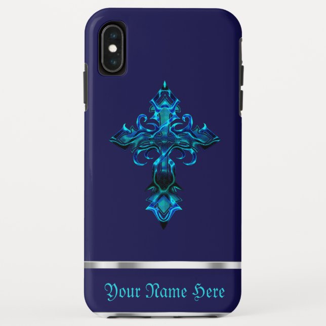 Blue Medieval Cross iPhone XS Max Case (Rückseite)
