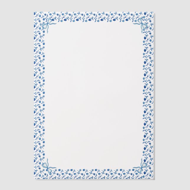 Blue Mediteranean Tile Garden Coquette Bow Wedding (Vorderseite)